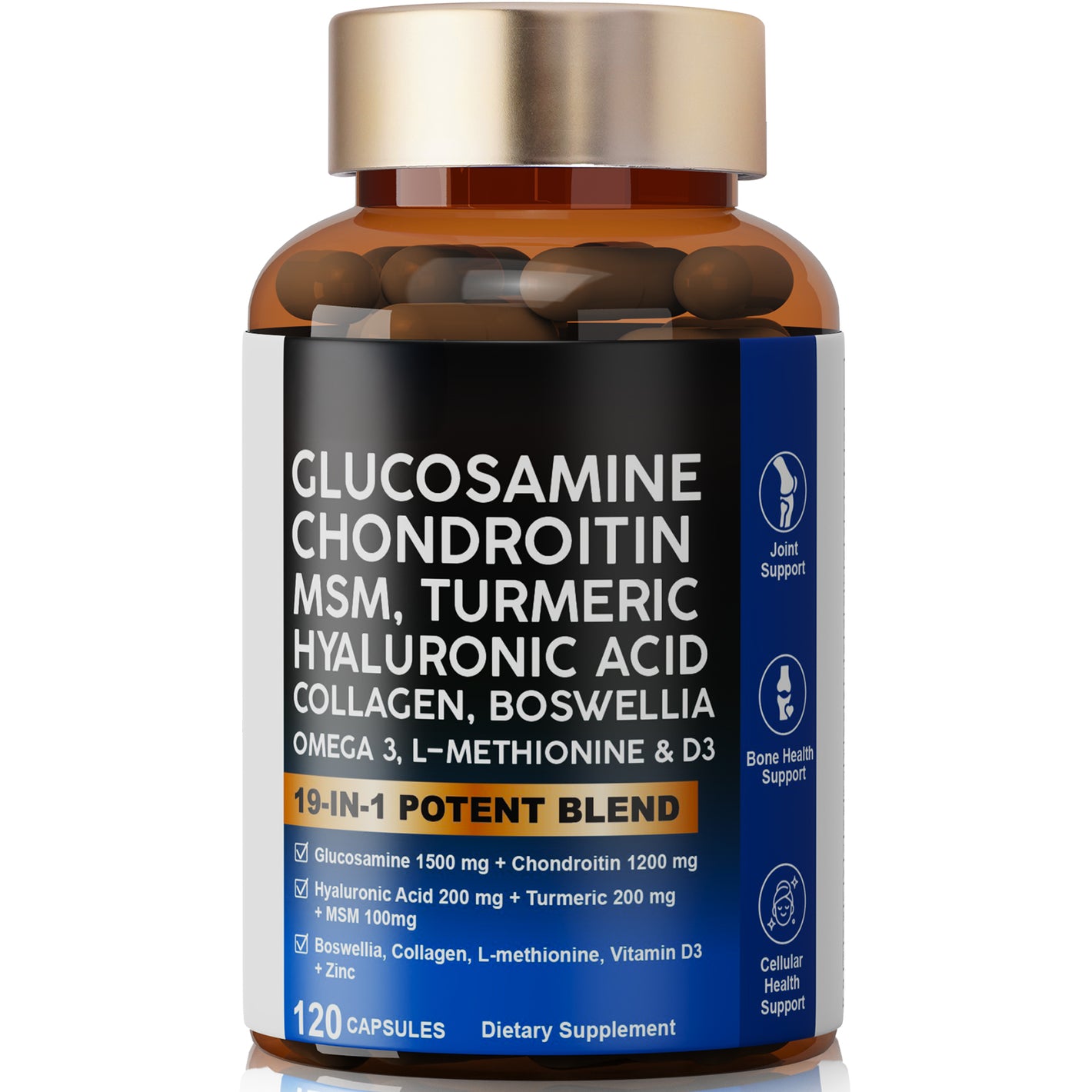 Fmlave Joint Support Supplement – Supports Joint Mobility & Flexibility, Joint Support Complex with Glucosamine, Chondroitin, MSM & Turmeric, 120 Caps