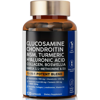 Fmlave Joint Support Supplement – Supports Joint Mobility & Flexibility, Joint Support Complex with Glucosamine, Chondroitin, MSM & Turmeric, 120 Caps
