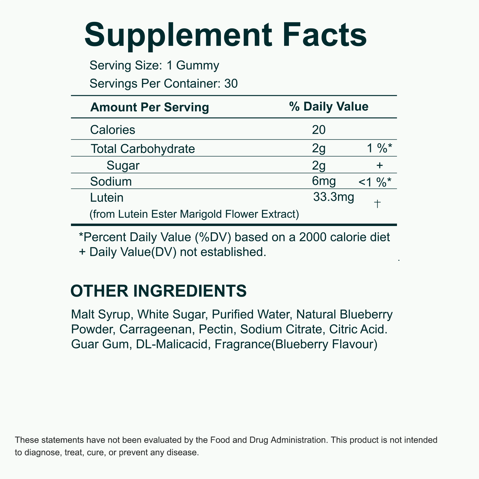 Supplement Facts — Blueberry Lutein Ester Gummy (Plus)