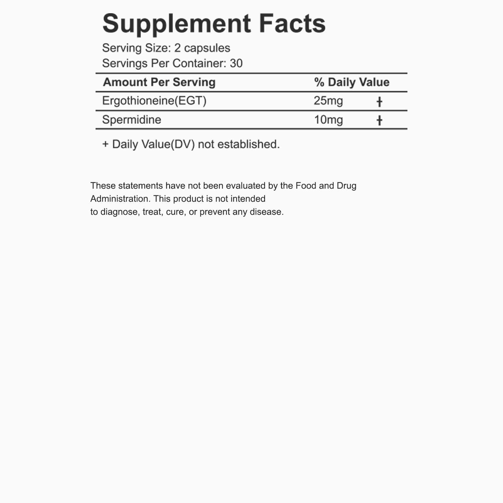 Supplement Facts — Ergothioneine+Spermidine