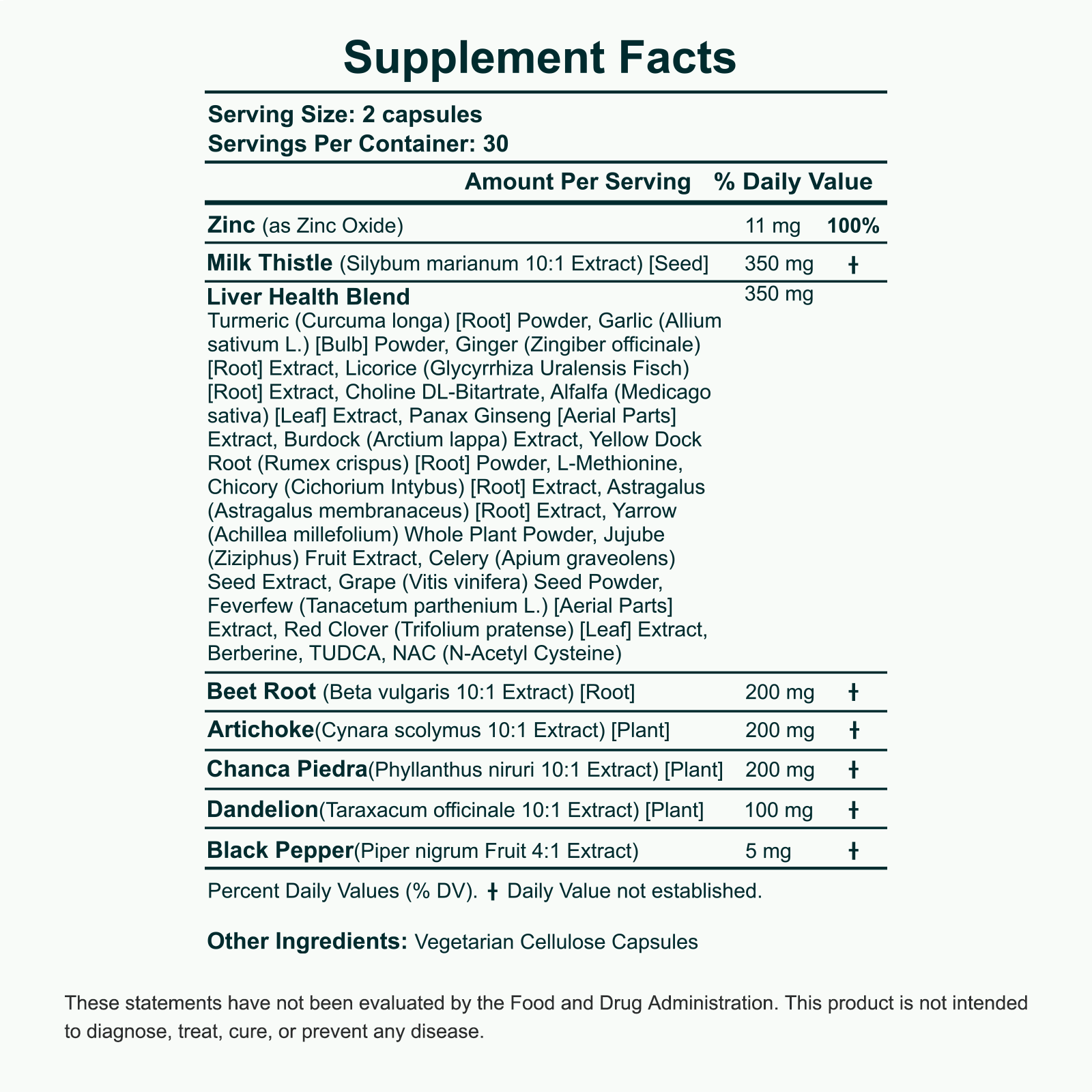 Supplement Facts — MILK THISTLE 28-IN-1 POTENT BLEND