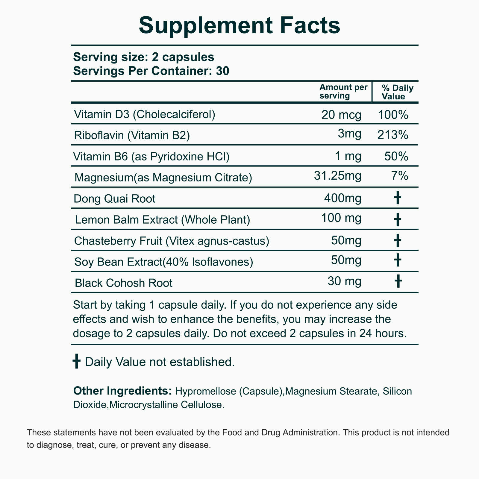 Supplement Facts — Menopause Support