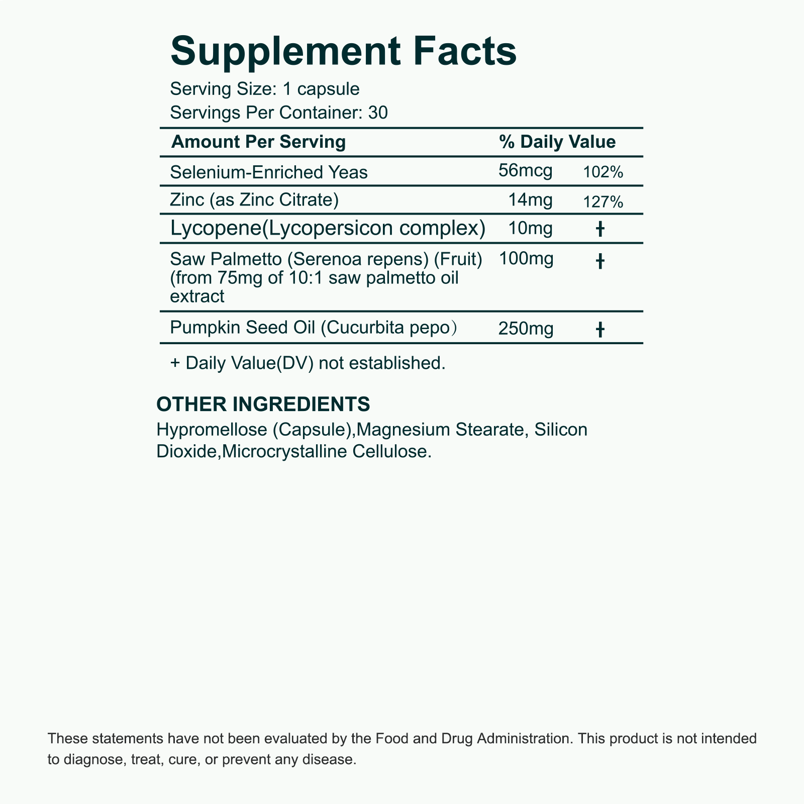 Supplement Facts — Prostate Care