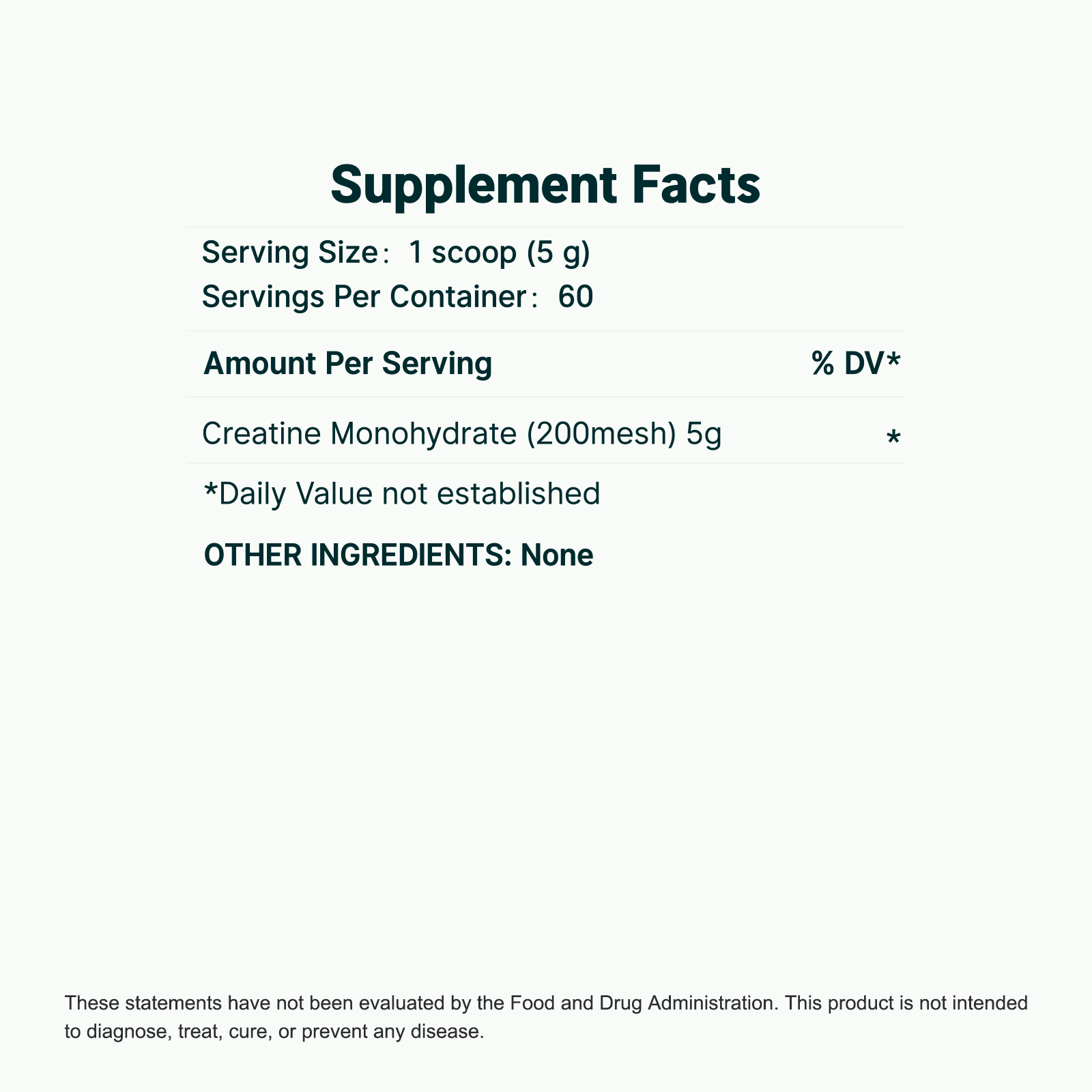 Supplement Facts — CREATINE MONOHYDRATE