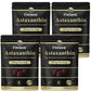 Four-pack display of Fmlave Astaxanthin 12 mg per serving softgels with deep purple capsules on the pouch label.