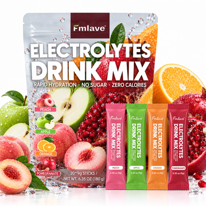 Fmlave Electrolyte Drink Mix Variety Pack A with Peach, Apple, Orange and Pomegranate, 20 sticks