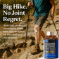 Hiker with trekking poles on a rocky trail beside Fmlave Glucosamine Chondroitin MSM 18-in-1, 120 capsules