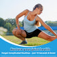 Woman stretching outdoors alongside a Fmlave Glucosamine Chondroitin MSM 18-in-1 joint supplement bottle