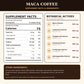 Accurate Supplement Facts, botanical amounts and other ingredients for Fmlave Men's Maca Coffee