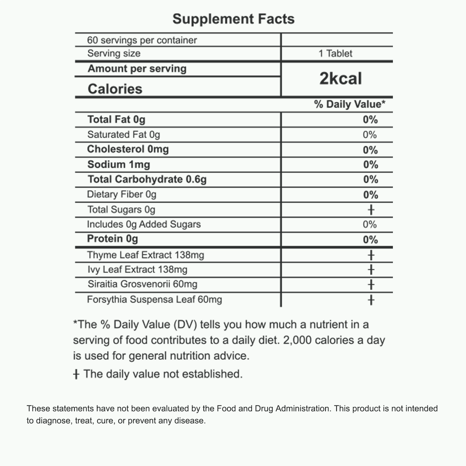 Supplement Facts — LUNG CLEANSER