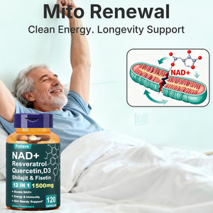 NAD+ Resveratrol Supplement — 500mg Nicotinamide Riboside (NR) — 120 Capsules